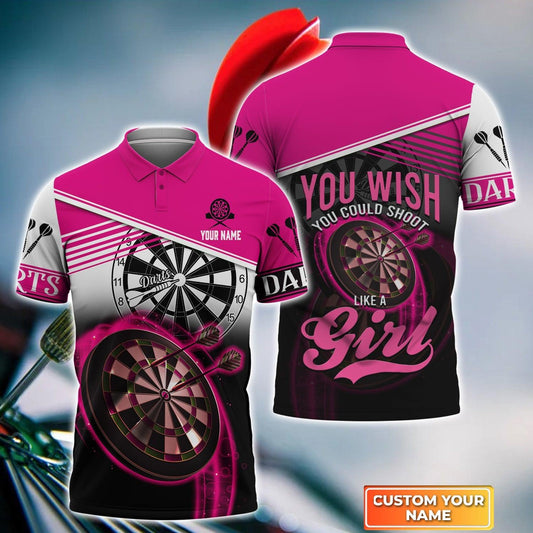 Darts Custom Men Polo Shirt, Personalized Jersey Men Polo Shirt For Darts Team Player Tad, Darts Lovers, You Wish You Could Shoot Like A Girl - Amzanimalsgift