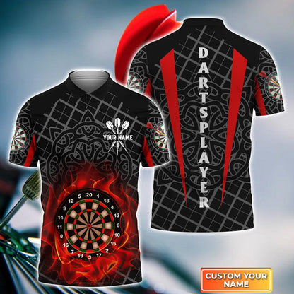 Darts Custom Name Men Polo Shirt, Addict Celtic Pattern Personalized Men Polo Shirt Gift For Darts Lovers, Friend, Darts Team Player - Amzanimalsgift