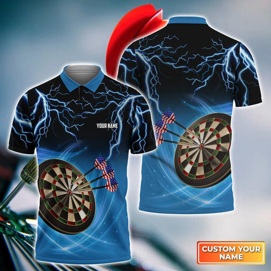 Darts Custom Name Men Polo Shirt, American Flag Dartboard Personalized Men Polo Shirt Gift For Darts Lovers, Friend, Darts Team Player - Amzanimalsgift