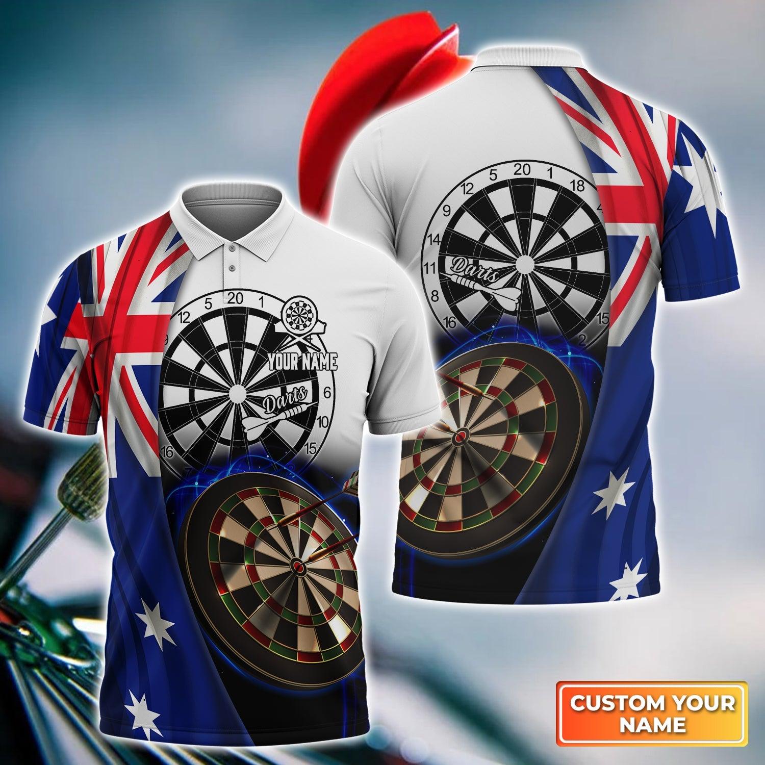 Darts Custom Name Men Polo Shirt, Australia Flag Dartboard Personalized Men Polo Shirt Gift For Darts Lovers, Friend, Darts Team Player - Amzanimalsgift