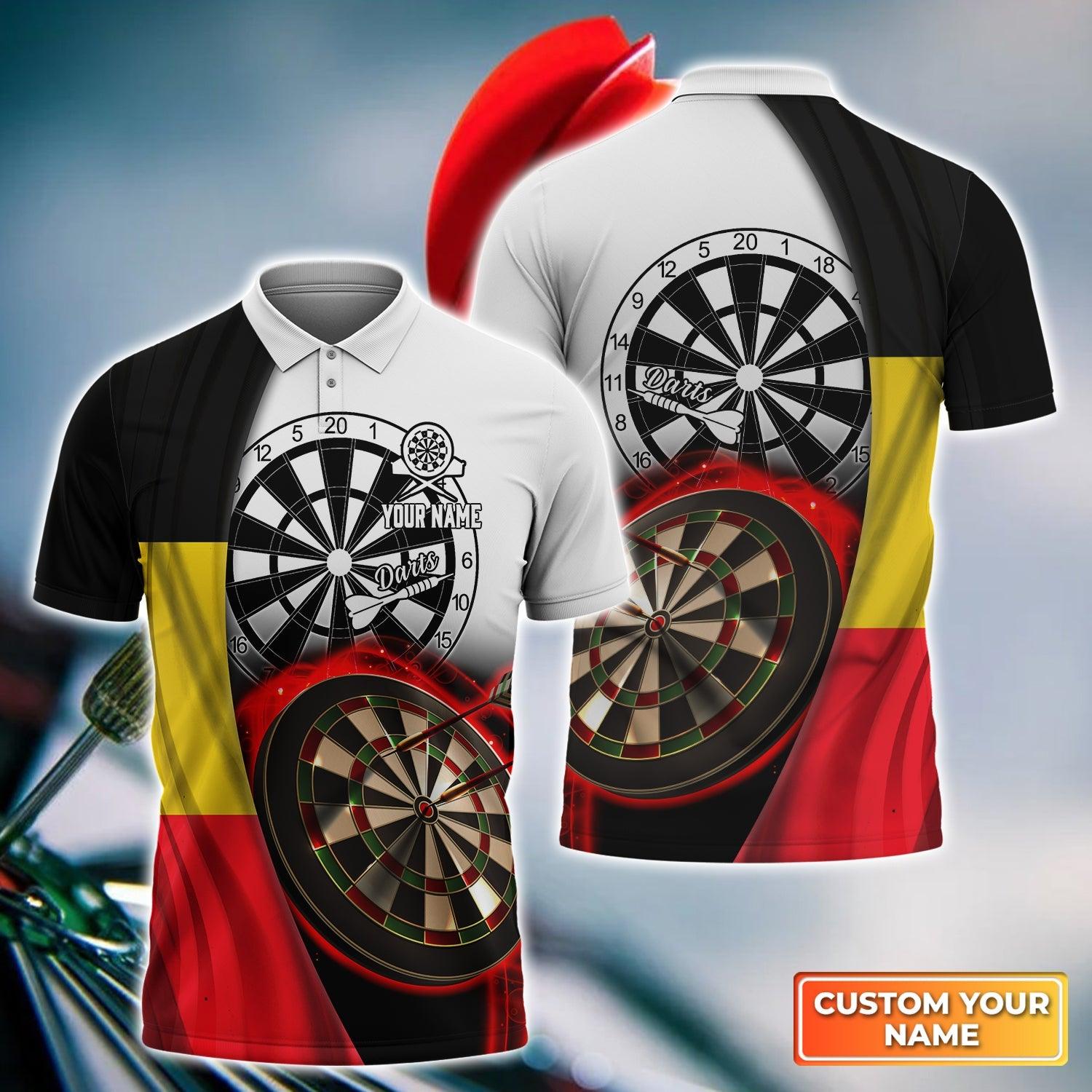 Darts Custom Name Men Polo Shirt, Belgium Flag Dartboard Personalized Men Polo Shirt Gift For Darts Lovers, Friend, Darts Team Player - Amzanimalsgift