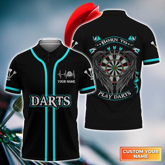 Darts Custom Name Men Polo Shirt, Born To Play Darts Personalized Men Polo Shirt Gift For Darts Lovers, Friend, Darts Team Player - Amzanimalsgift