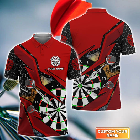 Darts Custom Name Men Polo Shirt, Dart Board Personalized Red Men Polo Shirt Gift For Darts Lovers, Friend, Team, Darts Player - Amzanimalsgift