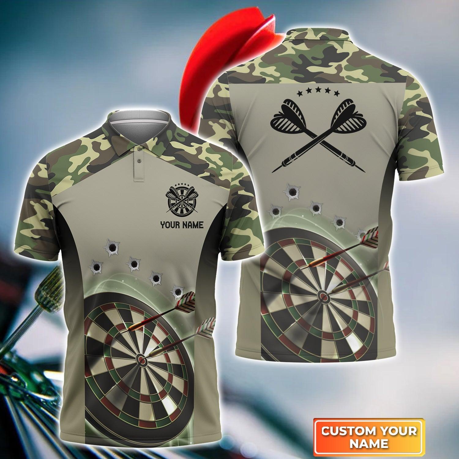 Darts Custom Name Men Polo Shirt, Dartboard Personalized Camo Men Polo Shirt Gift For Darts Lovers, Friend, Darts Team Player - Amzanimalsgift