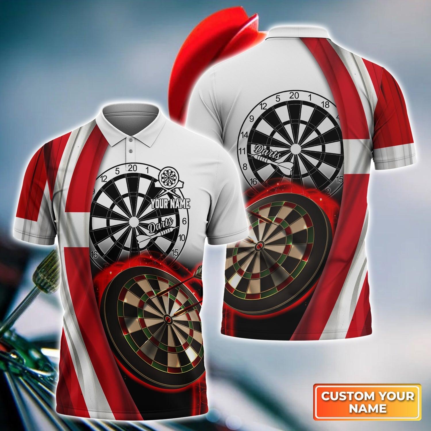 Darts Custom Name Men Polo Shirt, Denmark Flag Dartboard Personalized Men Polo Shirt Gift For Darts Lovers, Friend, Darts Team Player - Amzanimalsgift