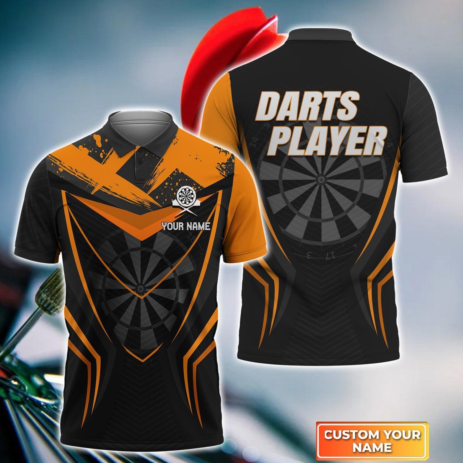 Darts Custom Name Men Polo Shirt, Orange Dartboard Personalized Men Polo Shirt Gift For Darts Lovers, Friend, Darts Team Player - Amzanimalsgift