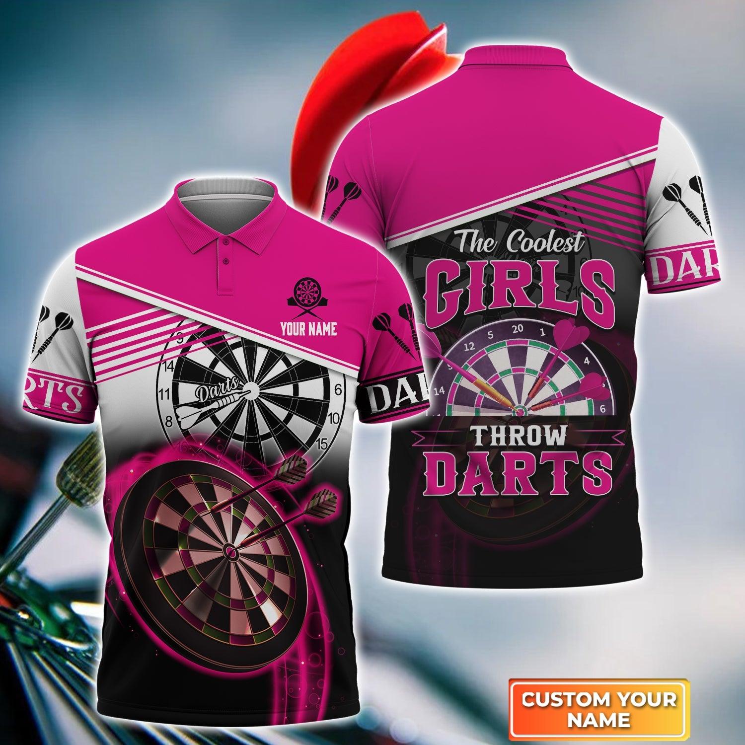 Darts Custom Name Men Polo Shirt, Personalized Jersey Men Polo Shirt For Darts Team Player Tad, Darts Lovers, The Coolest Girls Throw Darts - Amzanimalsgift