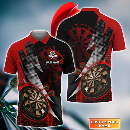 Darts Custom Name Men Polo Shirt, Red Darts Dartboard Personalized Men Polo Shirt Gift For Darts Lovers, Friend, Darts Team Player - Amzanimalsgift