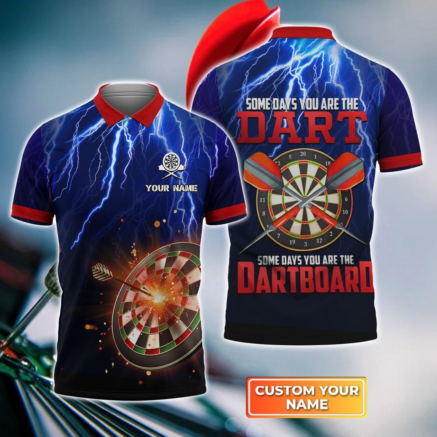 Darts Custom Name Men Polo Shirt, Some Days You Are The Dartboard Personalized Men Polo Shirt Gift For Darts Lovers, Friend, Darts Player - Amzanimalsgift