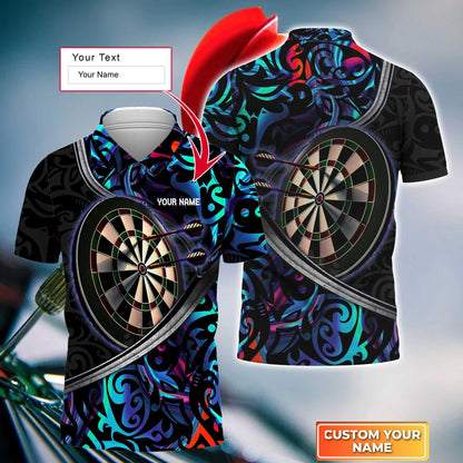 Darts Custom Name Men Polo Shirt, Tattoo Color Darts Dartboard Personalized Men Polo Shirt Gift For Darts Lovers, Friend, Darts Team Player - Amzanimalsgift