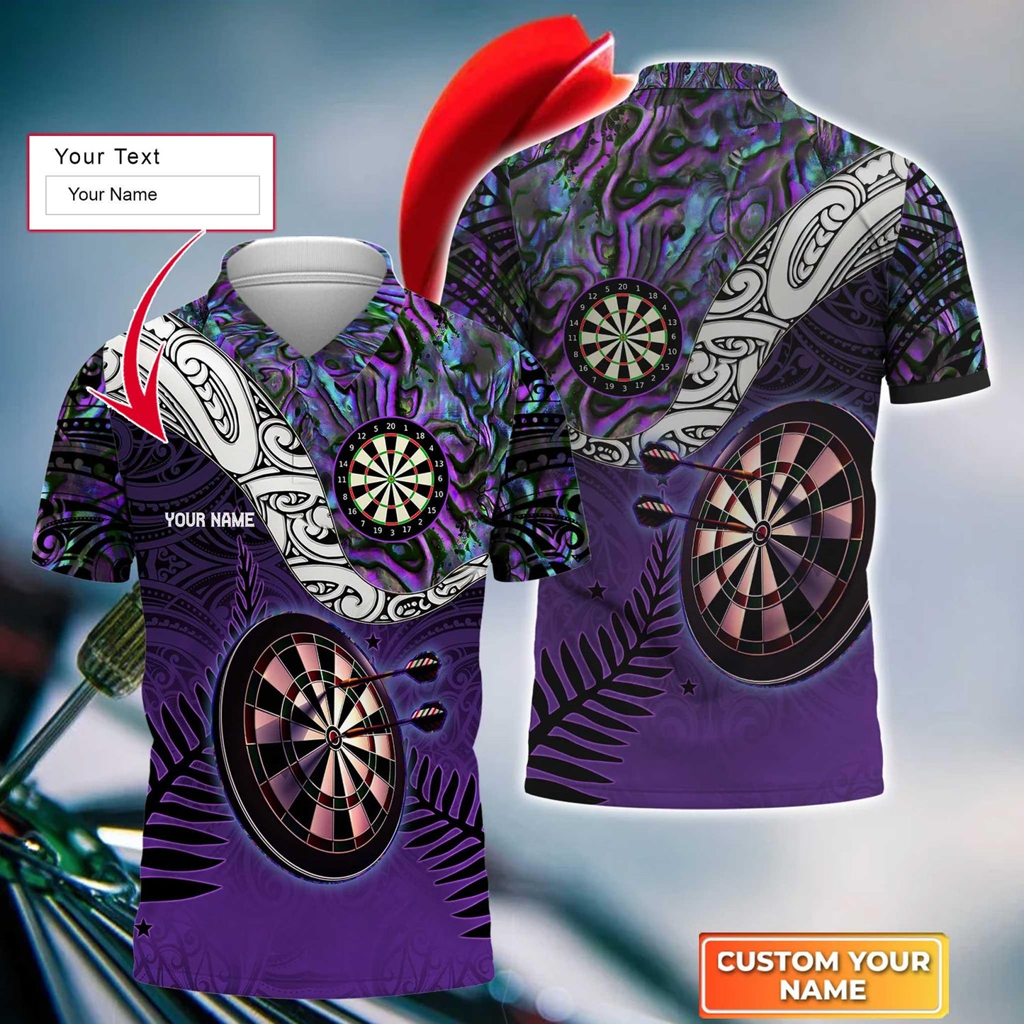 Darts Custom Name Men Polo Shirt, Tattoo Maori Darts Dartboard Personalized Men Polo Shirt Gift For Darts Lovers, Friend, Darts Team Player - Amzanimalsgift