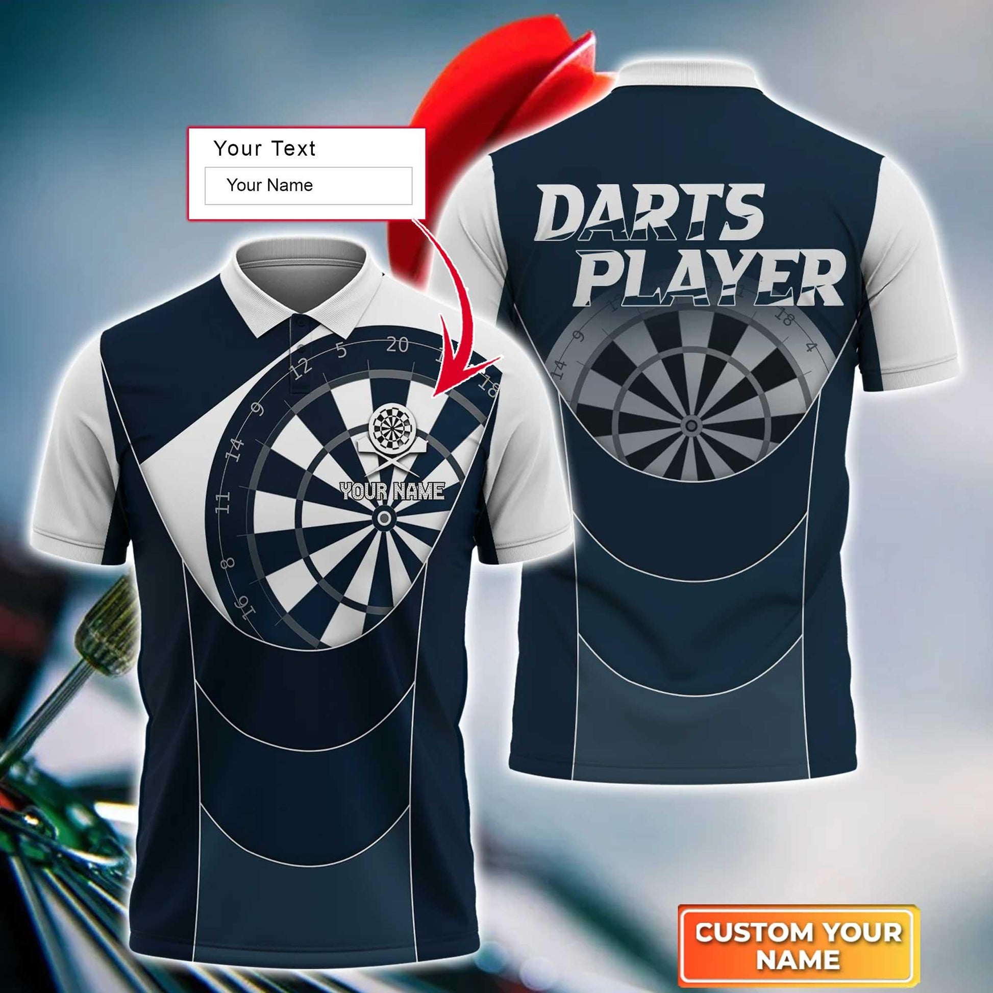 Darts Custom Name Men Polo Shirt, Throwing Bullseye Dartboard Personalized Men Polo Shirt Gift For Darts Lovers, Friend, Team Player - Amzanimalsgift