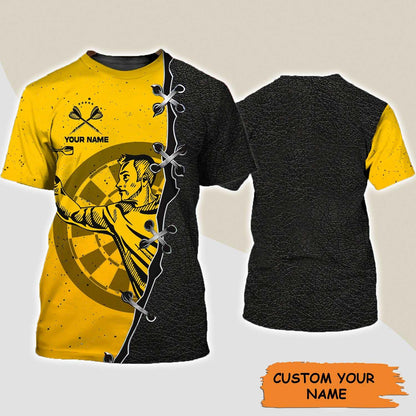 Darts Custom Name T Shirt, Playing Darts Man Personalized Name T-Shirt For Men Women - Gift For Darts Lovers, Dart Team, Darts Player - Amzanimalsgift