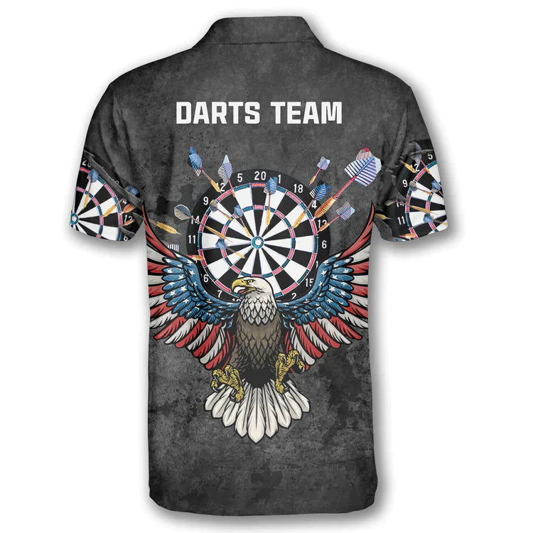 Darts Custom Team Name Men Polo Shirt, Personalized Darts Eagle Grunt Style Polo Shirts For Men, Independence Day Apparel For Darts Lovers, Patriot - Amzanimalsgift