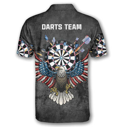 Darts Custom Team Name Men Polo Shirt, Personalized Darts Eagle Grunt Style Polo Shirts For Men, Independence Day Apparel For Darts Lovers, Patriot - Amzanimalsgift