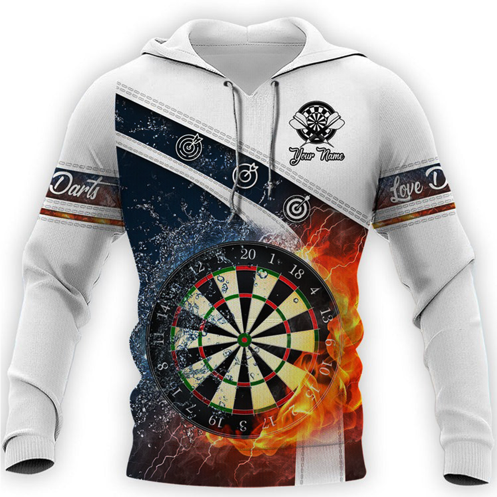 Darts Fire and Water Premium Hoodie Customized Name, Personalized Darts Outfit For Men And Women, Darts Players, Team