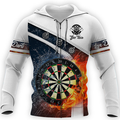 Darts Fire and Water Premium Hoodie Customized Name, Personalized Darts Outfit For Men And Women, Darts Players, Team
