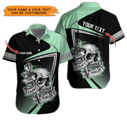 Darts Hawaiian Shirt Custom, In Darts We Trust Skull Multicolor Personalized Aloha Hawaiian Shirts For Summer - Gift For Darts Lovers, Friend, Family - Amzanimalsgift