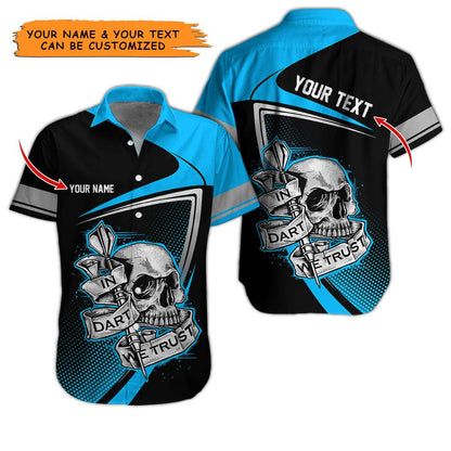 Darts Hawaiian Shirt Custom, In Darts We Trust Skull Multicolor Personalized Aloha Hawaiian Shirts For Summer - Gift For Darts Lovers, Friend, Family - Amzanimalsgift