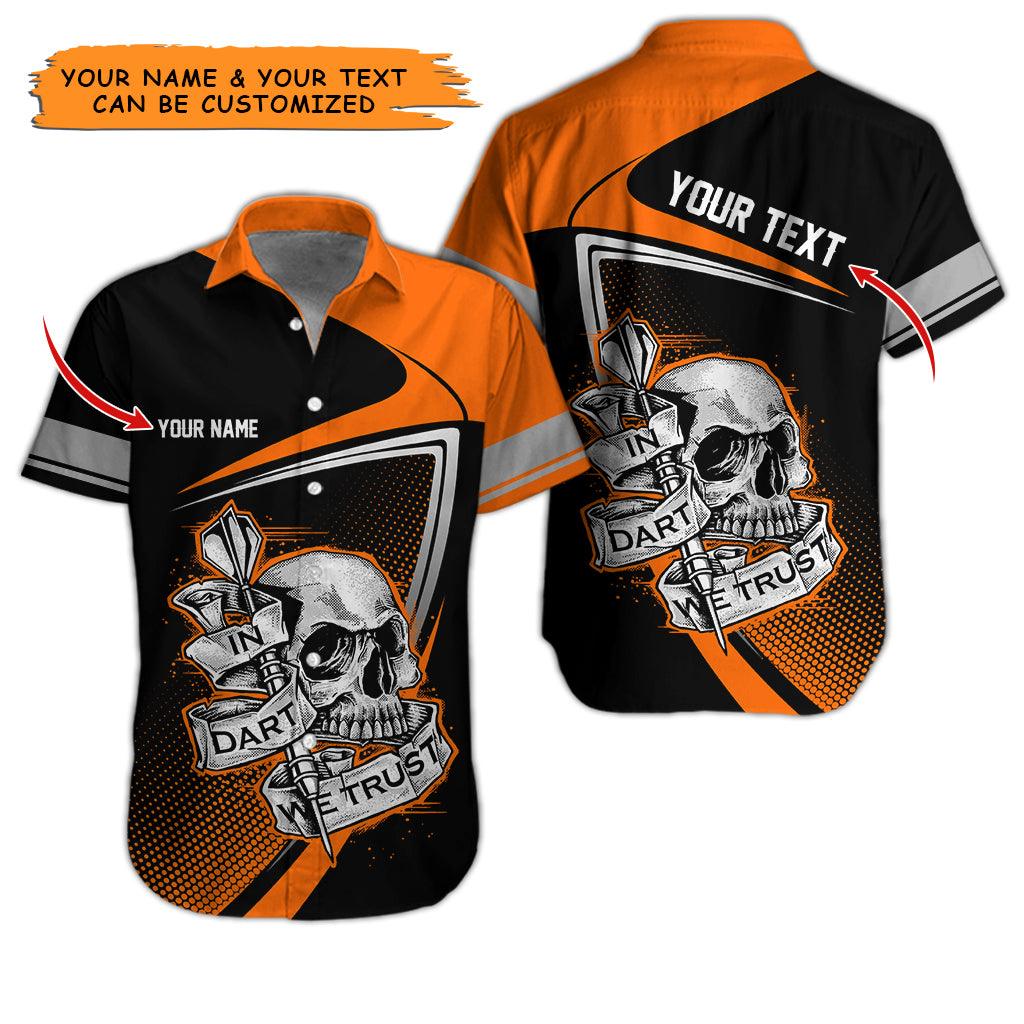 Darts Hawaiian Shirt Custom, In Darts We Trust Skull Multicolor Personalized Aloha Hawaiian Shirts For Summer - Gift For Darts Lovers, Friend, Family - Amzanimalsgift
