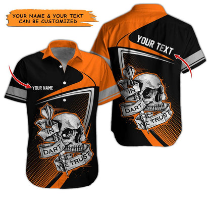 Darts Hawaiian Shirt Custom, In Darts We Trust Skull Multicolor Personalized Aloha Hawaiian Shirts For Summer - Gift For Darts Lovers, Friend, Family - Amzanimalsgift
