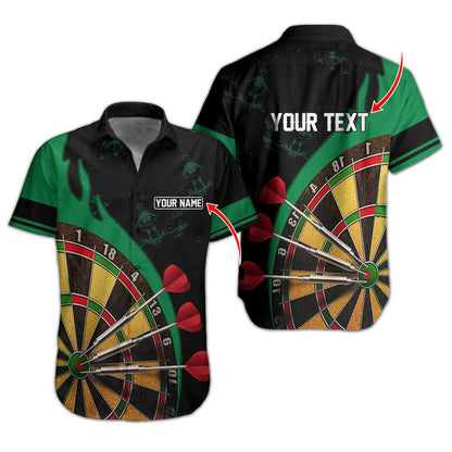 Darts Hawaiian Shirt Custom Name, Dartboard Uniforms Personalized Aloha Hawaiian Shirts - Gift For Darts Lovers, Friend, Family - Amzanimalsgift