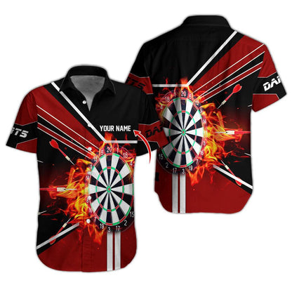 Darts Hawaiian Shirt Custom Name, Darts Uniforms Personalized Aloha Hawaiian Shirts - Gift For Darts Lovers, Friend, Family - Amzanimalsgift