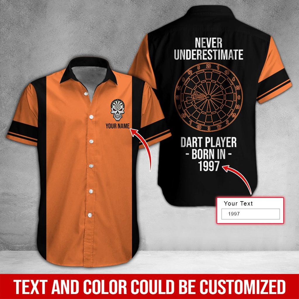 Darts Hawaiian Shirt Custom Name, Never Underestimate Dart Player Born In Uniforms Personalized Aloha Hawaiian Shirts - Gift For Darts Lovers, Friend, Family - Amzanimalsgift