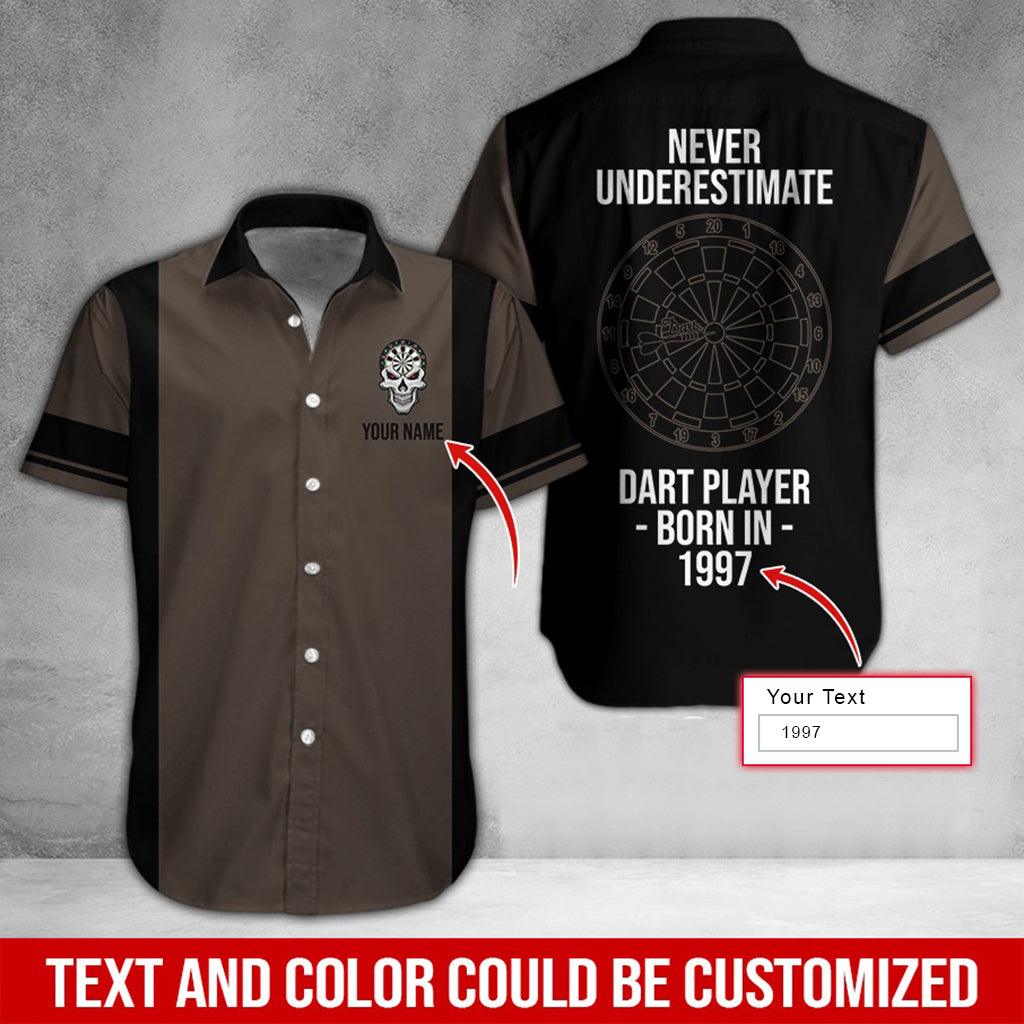 Darts Hawaiian Shirt Custom Name, Never Underestimate Dart Player Born In Uniforms Personalized Aloha Hawaiian Shirts - Gift For Darts Lovers, Friend, Family - Amzanimalsgift
