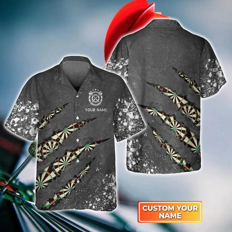Darts Hawaiian Shirt Custom, Skull Shut Up And Throw, Personalized Name Hawaiian Shirt For Men - Perfect Gift For Darts Lovers, Darts Players - Amzanimalsgift
