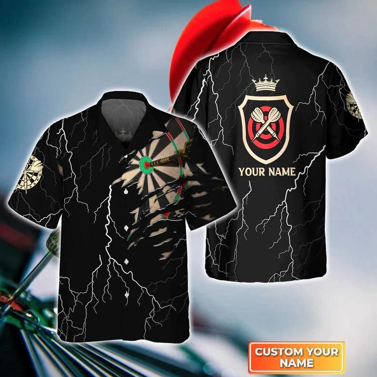 Darts Hawaiian Shirt Custom, Skull Shut Up And Throw, Personalized Name Hawaiian Shirt For Men - Perfect Gift For Darts Lovers, Darts Players - Amzanimalsgift