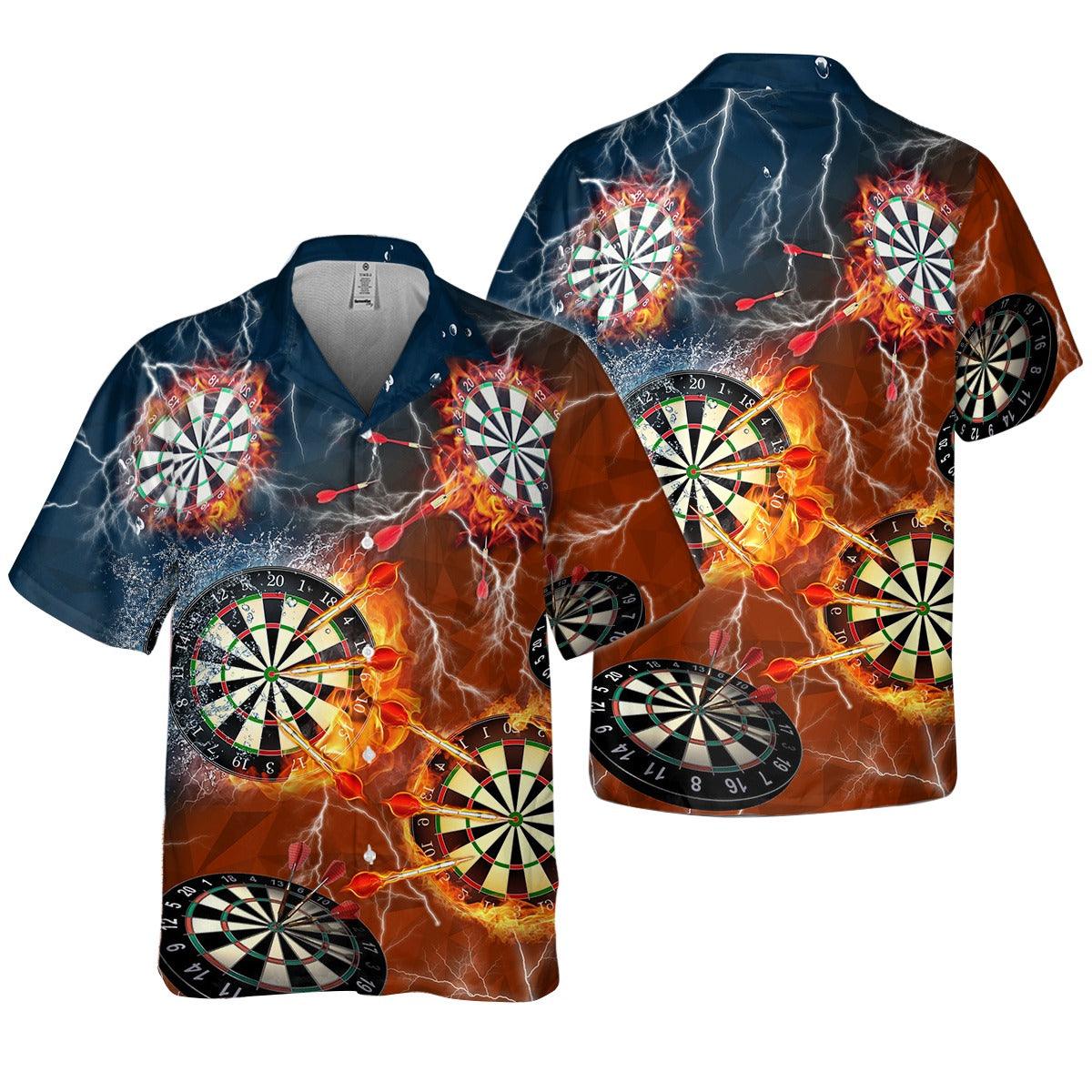 Darts Hawaiian Shirt, Dartboard Thunder Flame Hawaiian Shirts - Gift For Darts Lovers, Darts Players Uniforms - Amzanimalsgift