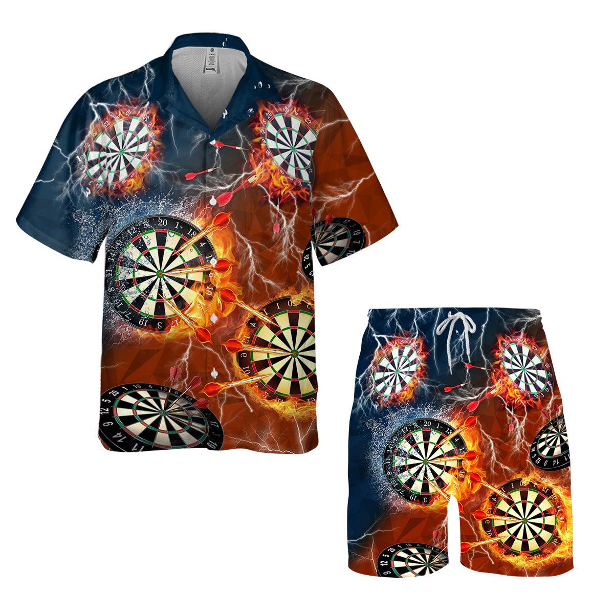 Darts Hawaiian Shirt, Dartboard Thunder Flame Hawaiian Shirts - Gift For Darts Lovers, Darts Players Uniforms - Amzanimalsgift