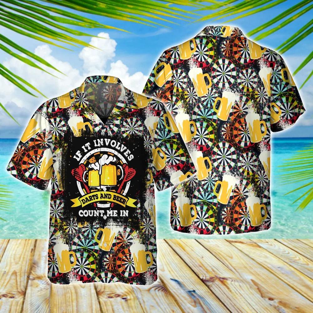 Darts Hawaiian Shirt, Darts And Beer Hawaiian Shirt, Funny Beer Tee, I Play Darts Hawaiian Shirt For Men - Perfect Gift For Darts Lovers, Darts Players - Amzanimalsgift