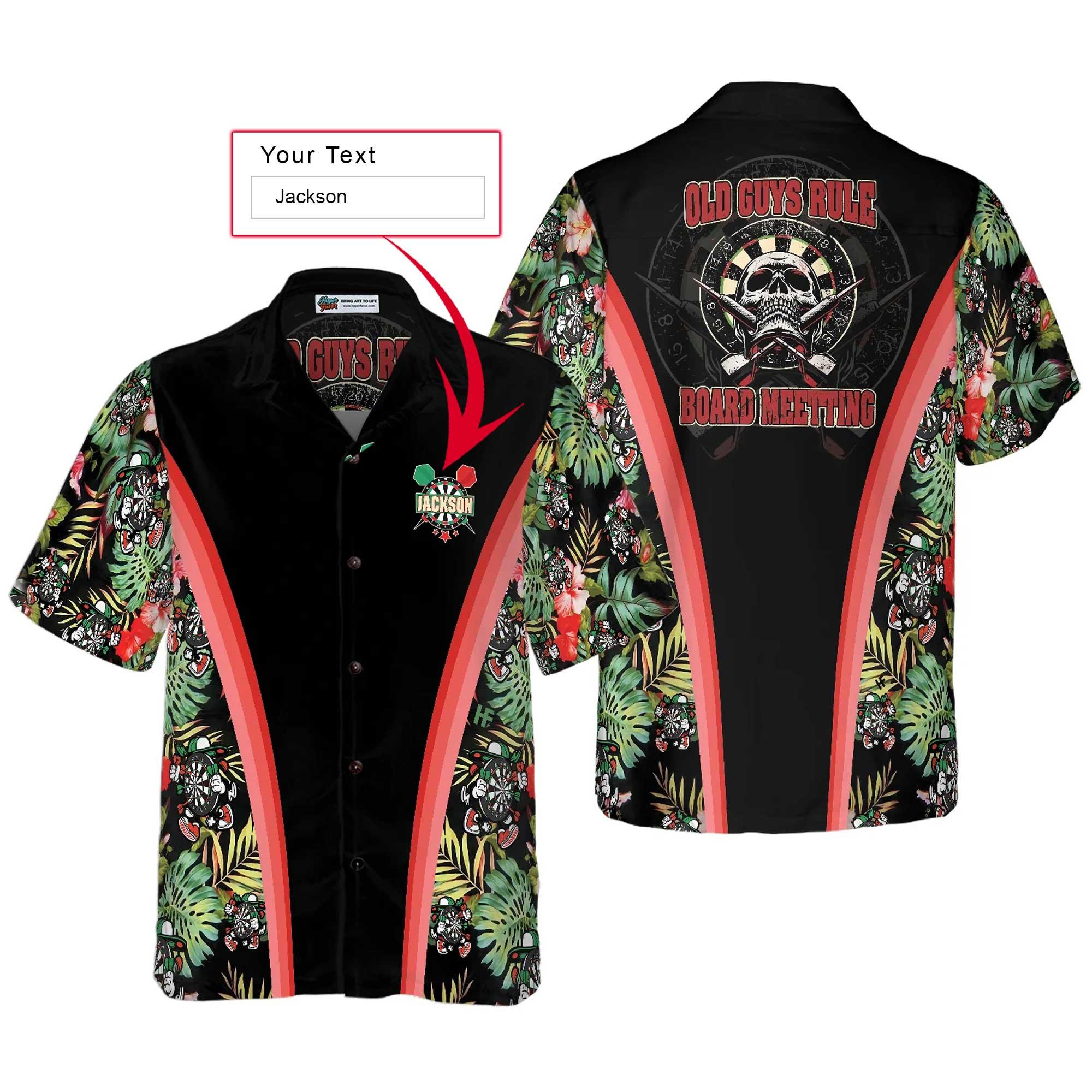Darts Hawaiian Shirt Tropical Custom Name, Old Guys Rule Board Meeting Personalized Aloha Shirt For Summer, Perfect Gift For Friend, Darts Lovers - Amzanimalsgift