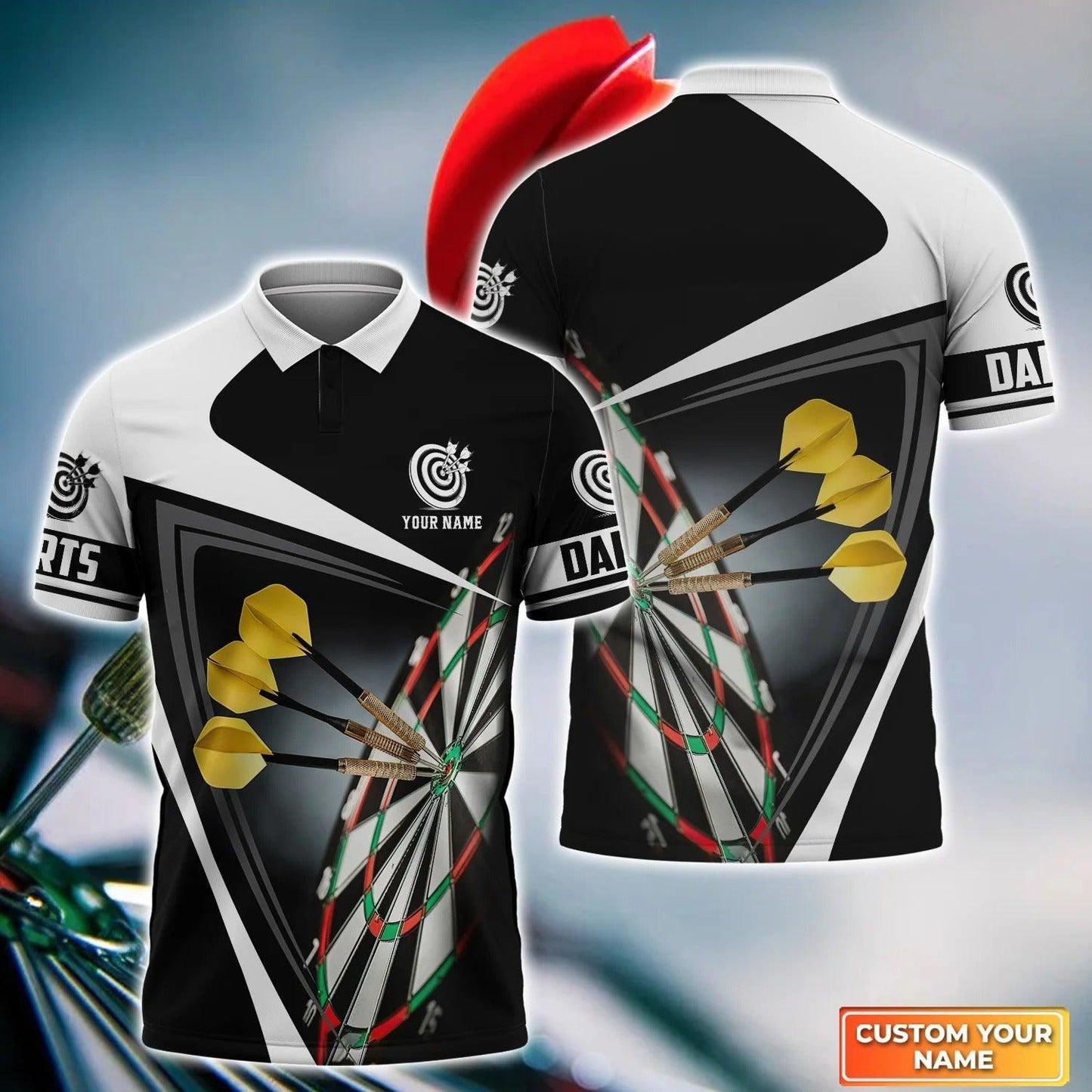 Darts Men Polo Shirt Custom Name - Darts Target Personalized Polo Shirt For Men - Gift For Darts Player, Friend, Family - Amzanimalsgift