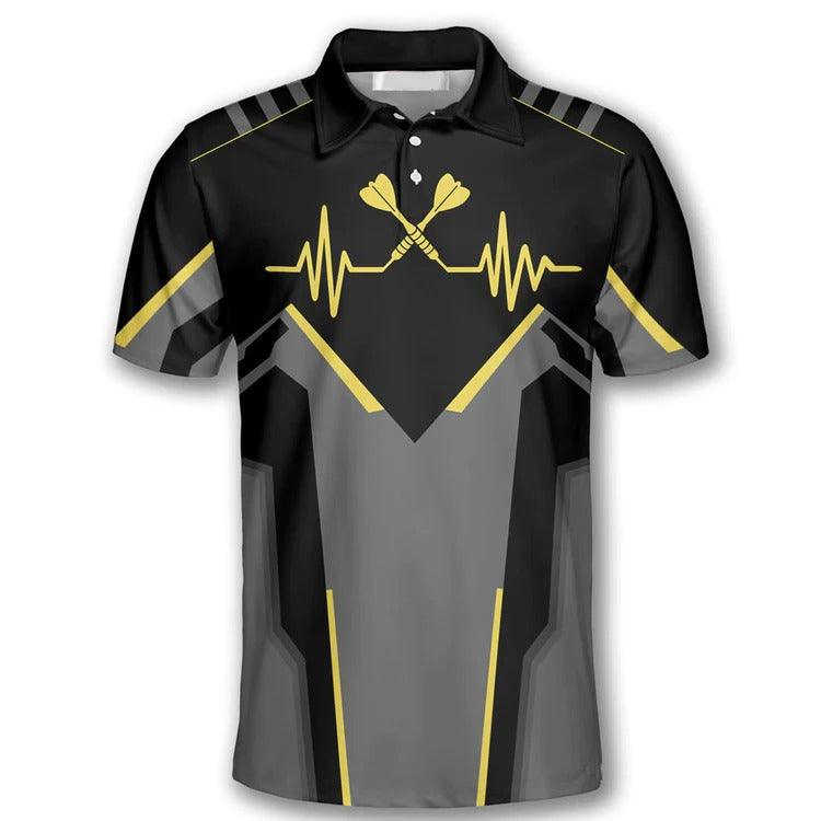 Darts Polo Shirt, Crossed Darts with Heartbeat Pulse Line, Darts Polo Shirt For Men - Perfect Gift For Darts Lovers, Darts Players - Amzanimalsgift