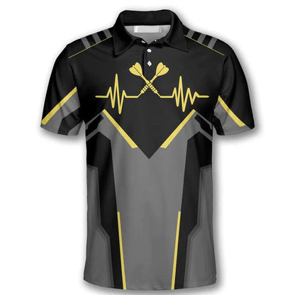 Darts Polo Shirt, Crossed Darts with Heartbeat Pulse Line, Darts Polo Shirt For Men - Perfect Gift For Darts Lovers, Darts Players - Amzanimalsgift