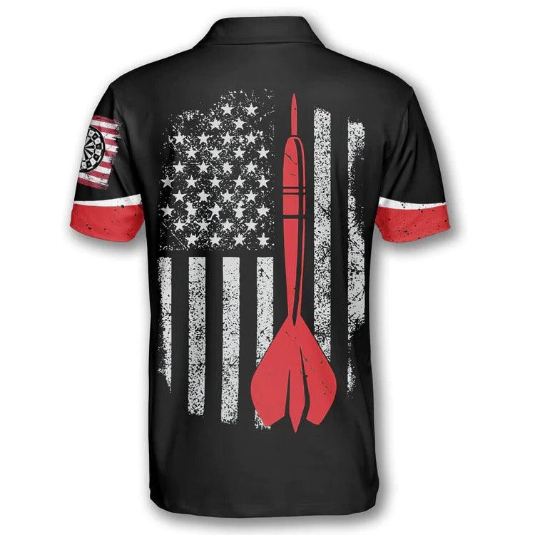 Darts Polo Shirt, Dartboard and American Flag Team Polo Shirt, Darts Polo Shirt For Men - Perfect Gift For Darts Lovers, Darts Players - Amzanimalsgift