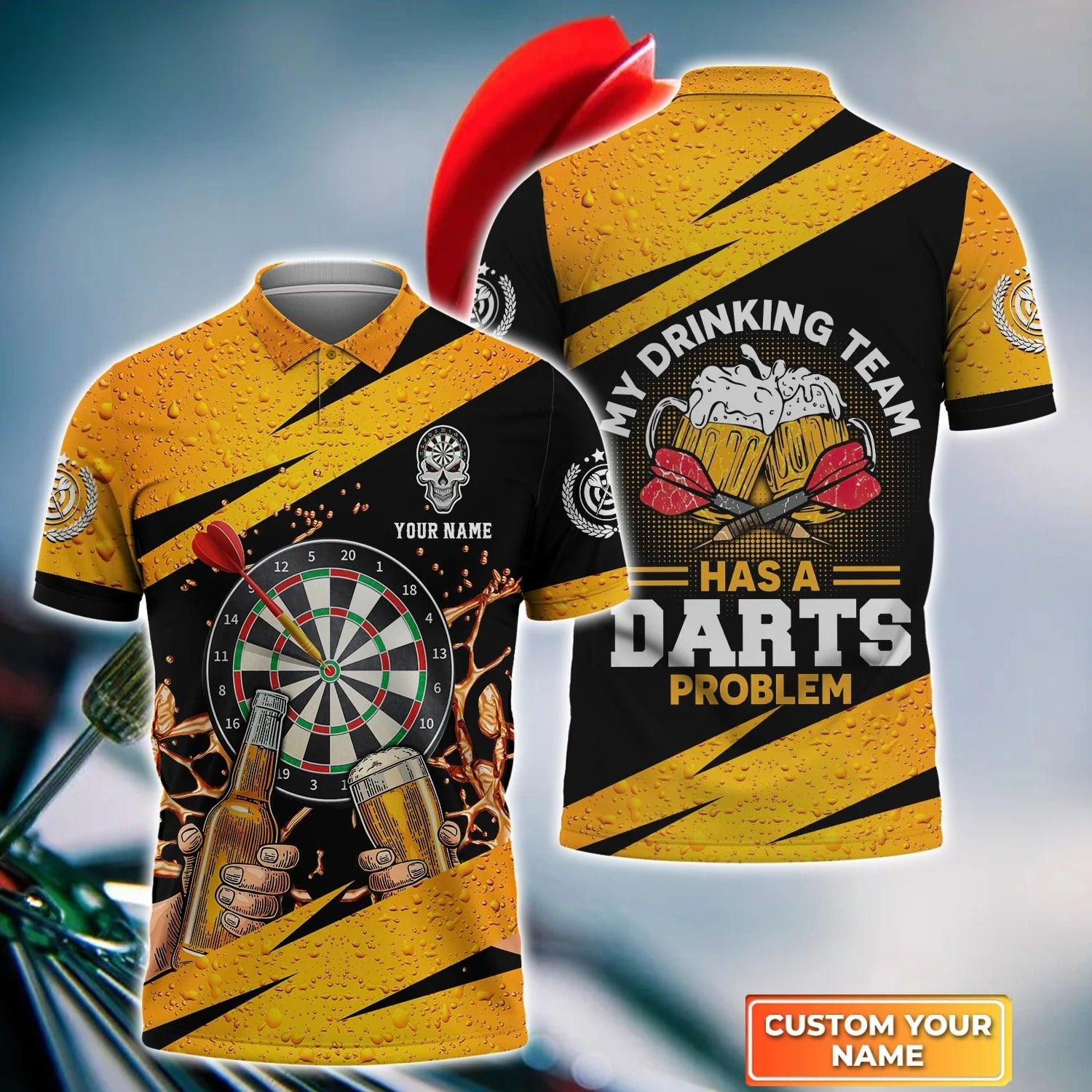 Darts Polo Shirts Personalised, Darts Drinking Team Has A Darts Problem Custom Name Men Polo Shirt - Perfect Gift For Men, Darts Player, Darts Lover - Amzanimalsgift