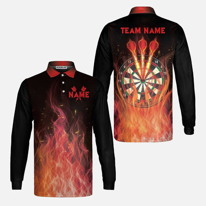 Darts Long Sleeve Shirt Custom Name And Team Name, Darts Flame Player Uniform, Personalized Shirt For Darts Lovers, Darts Players