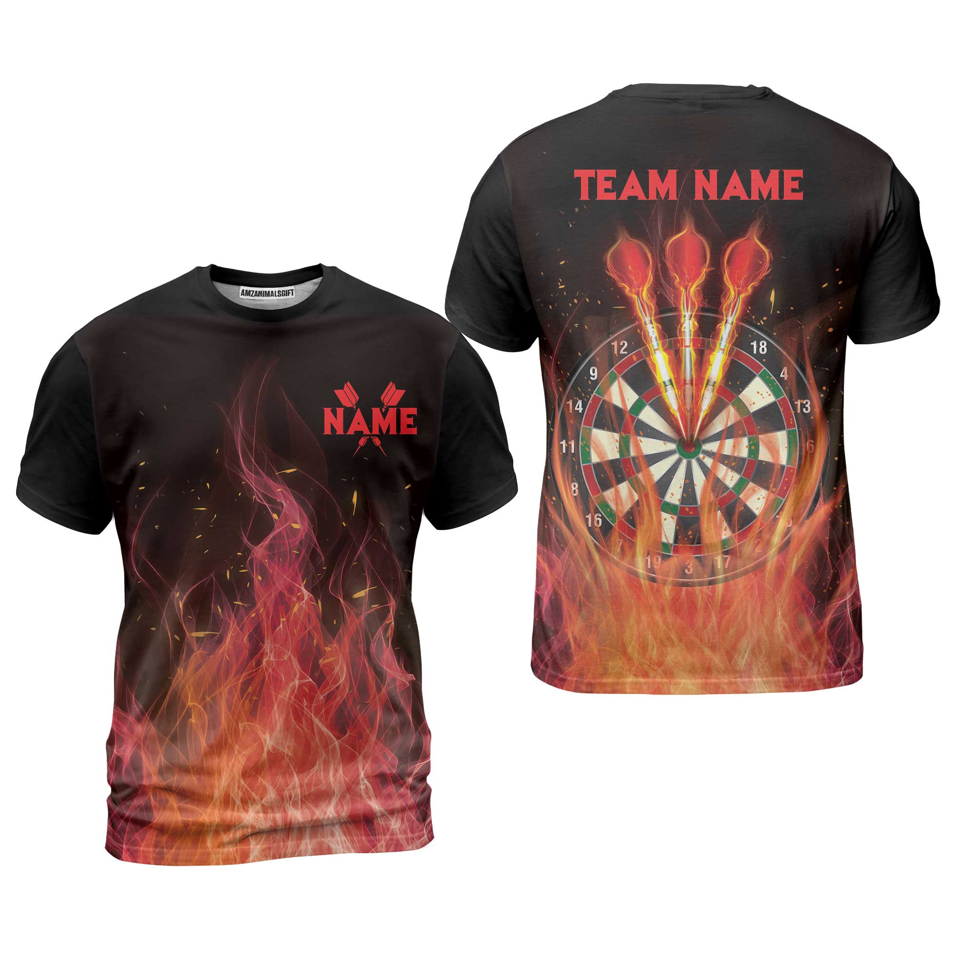 Darts T-Shirt Custom Name And Team Name, Darts Flame Player Uniform, Personalized Shirt For Darts Lovers, Darts Players