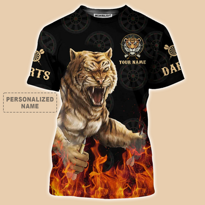 Darts Tiger Black And Fire Premium Hoodie Customized Name, Perfect Outfit For Darts Players Uniforms, Darts Lovers, Team