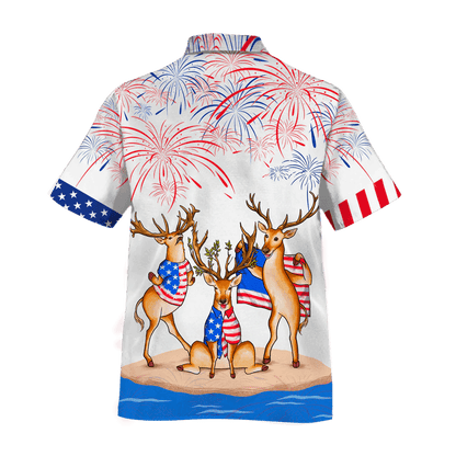 Deer Aloha Hawaiian Shirts For Summer, Independence Day Is Coming, Happy 4th Of July American Deer Hawaiian Shirt For Men Women, Gift For Deer Lovers - Amzanimalsgift