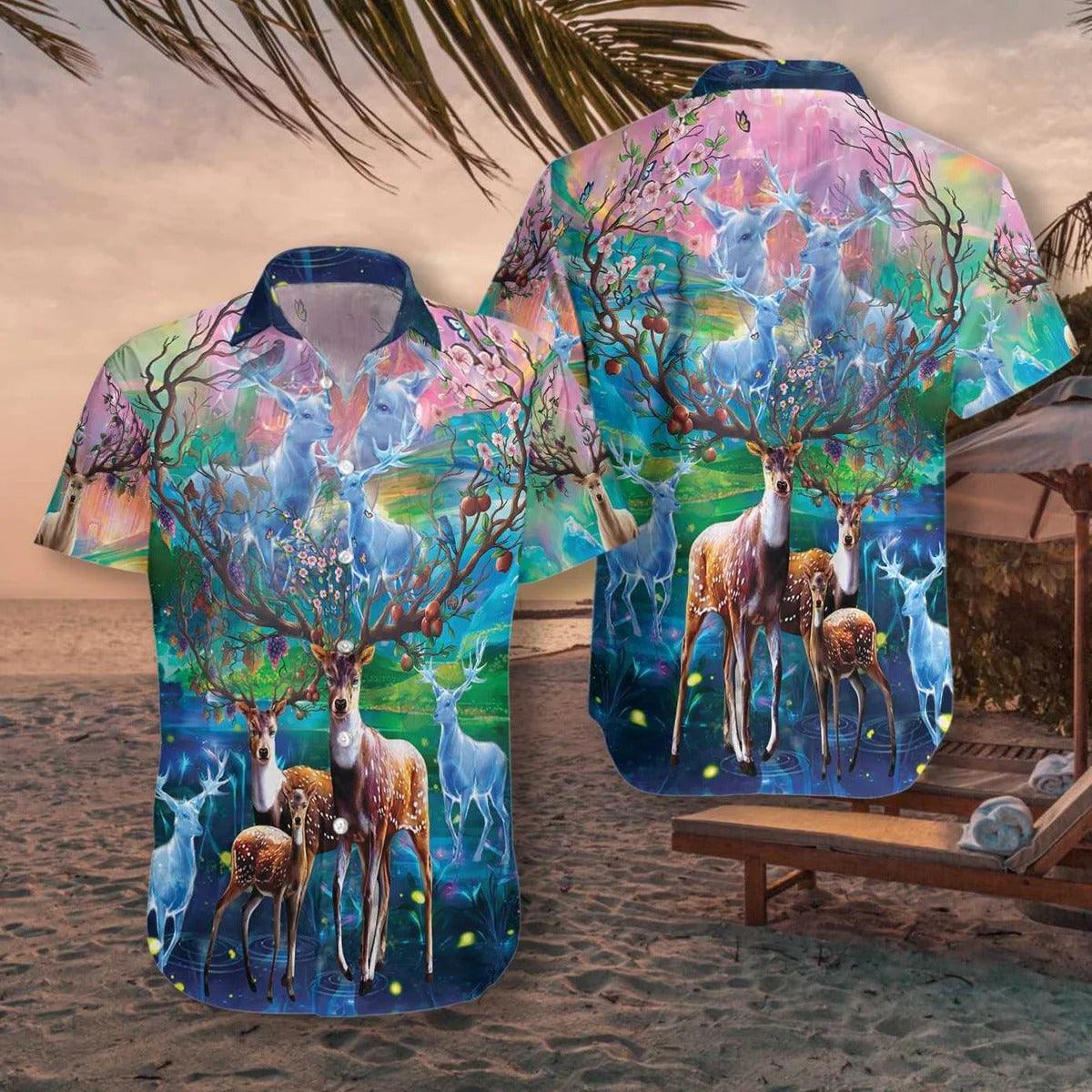 Deer Hawaiian Shirt, Amazing Deer Hawaiian Shirt, Colorful Summer Aloha Shirt - Perfect Gift For Men, Women, Husband, Friend, Family - Amzanimalsgift