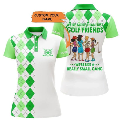 Customized Name Golf Women Polo Shirts, Personalized Multi-color Argyle Plaid We're More Than Golf Friends - Perfect Gift For Golfers, Golf Lovers