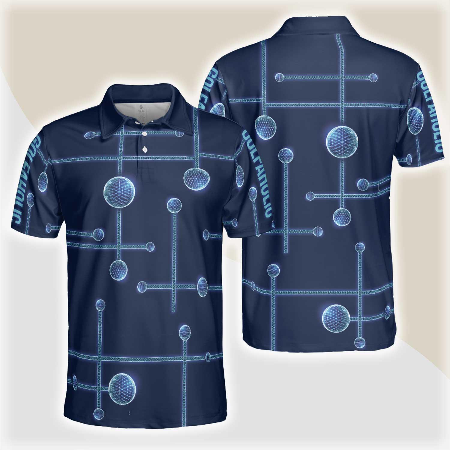 Digital Golf Men Polo Shirt, Golfaholic Geometric Golf Ball Low Poly Design Polo Shirt, Best Golf Shirt For Men, Best Gift For Golfers - Amzanimalsgift