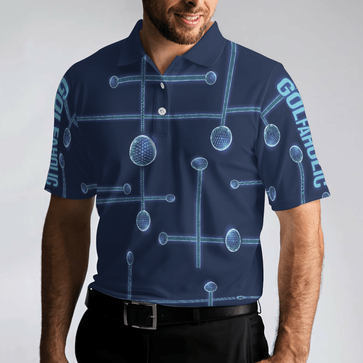 Digital Golf Men Polo Shirt, Golfaholic Geometric Golf Ball Low Poly Design Polo Shirt, Best Golf Shirt For Men, Best Gift For Golfers - Amzanimalsgift