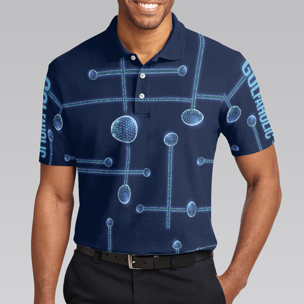 Digital Golf Men Polo Shirt, Golfaholic Geometric Golf Ball Low Poly Design Polo Shirt, Best Golf Shirt For Men, Best Gift For Golfers - Amzanimalsgift