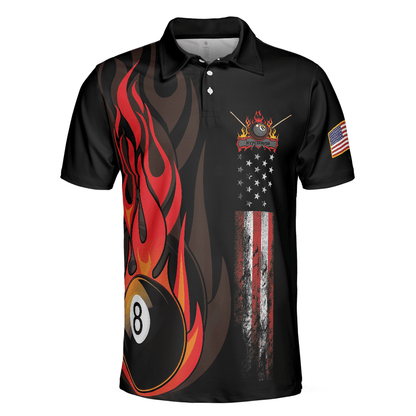 Dinosaur Poolasaurus Flame Skull Billiards Polo Shirt, Short Sleeve Jurassic Billiards Shirt For Men, Gift For Billiards Lovers - Amzanimalsgift